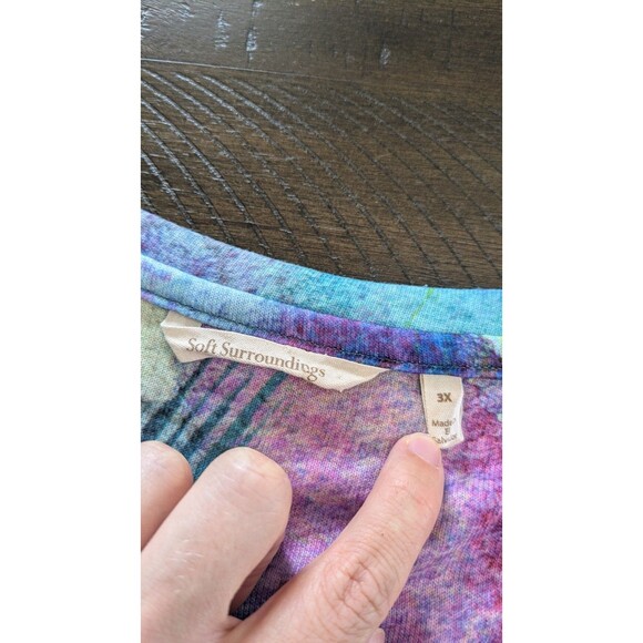 Soft Surroundings Dale Tunic Top 3X Splash Artsy Paint Long Sleeve Stretch - Picture 6 of 9